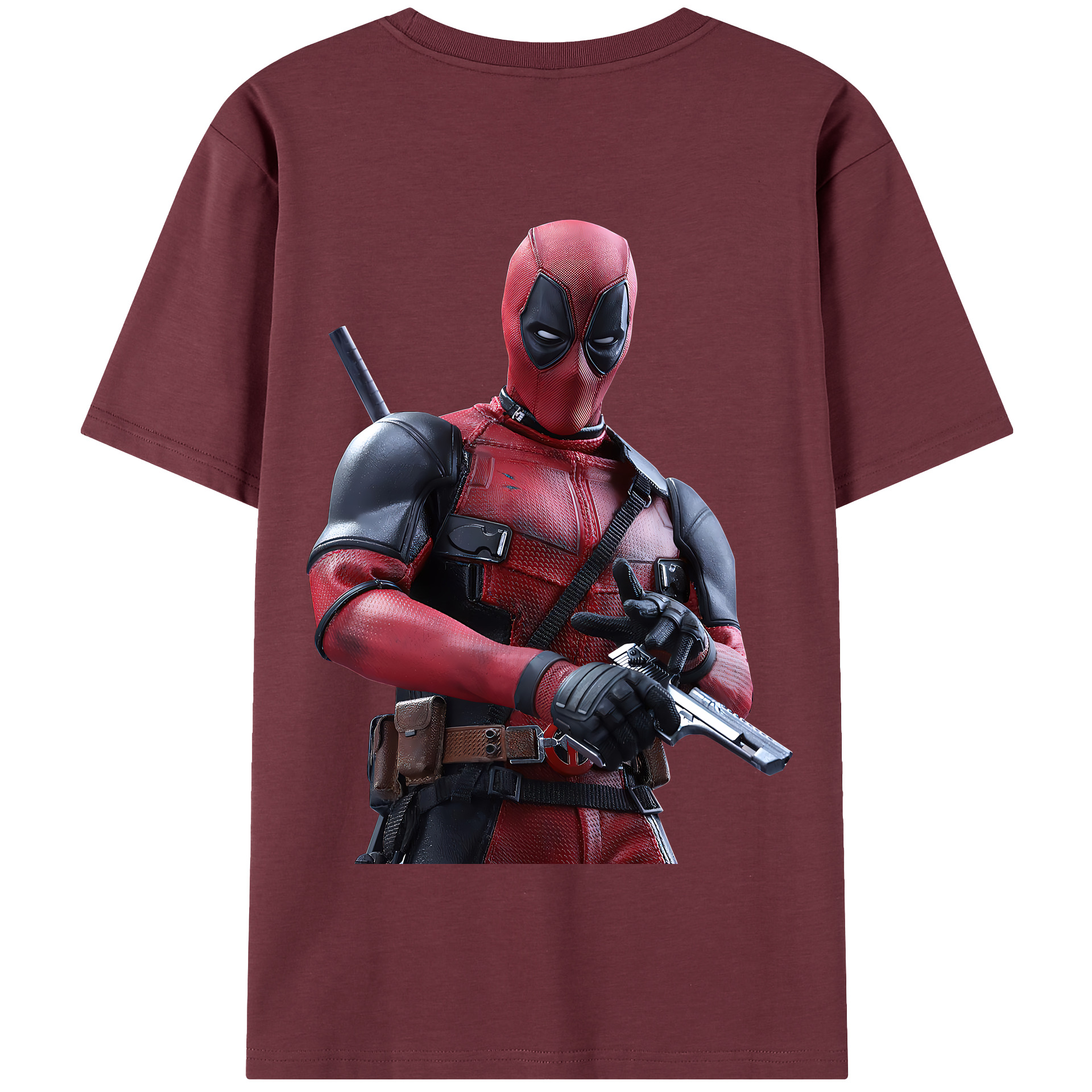 （画像用） Deadpool デッドプール 綿100％半袖Tシャツ（背面プリント）